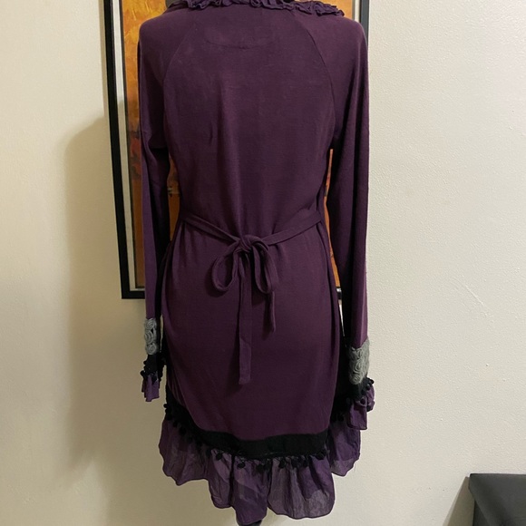 Bohemian Purple Embellished Short Casual Dress. - Picture 3 of 10